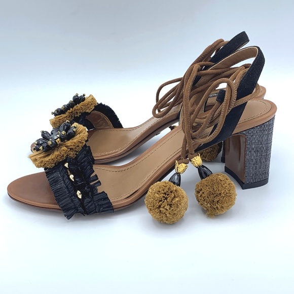 SOLD! NIB DOLCE & GABBANA Black Crystal Raffia Sandals - Picture 7 of 8